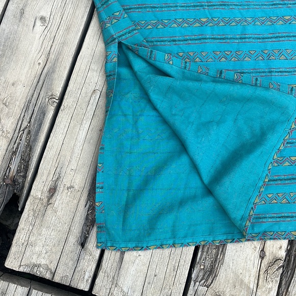 SOUTHWESTERN GREEN PATTERNED COTTON WRAP SKIRT SIZE SM-LG GREAT FOR BEACH - Picture 12 of 14